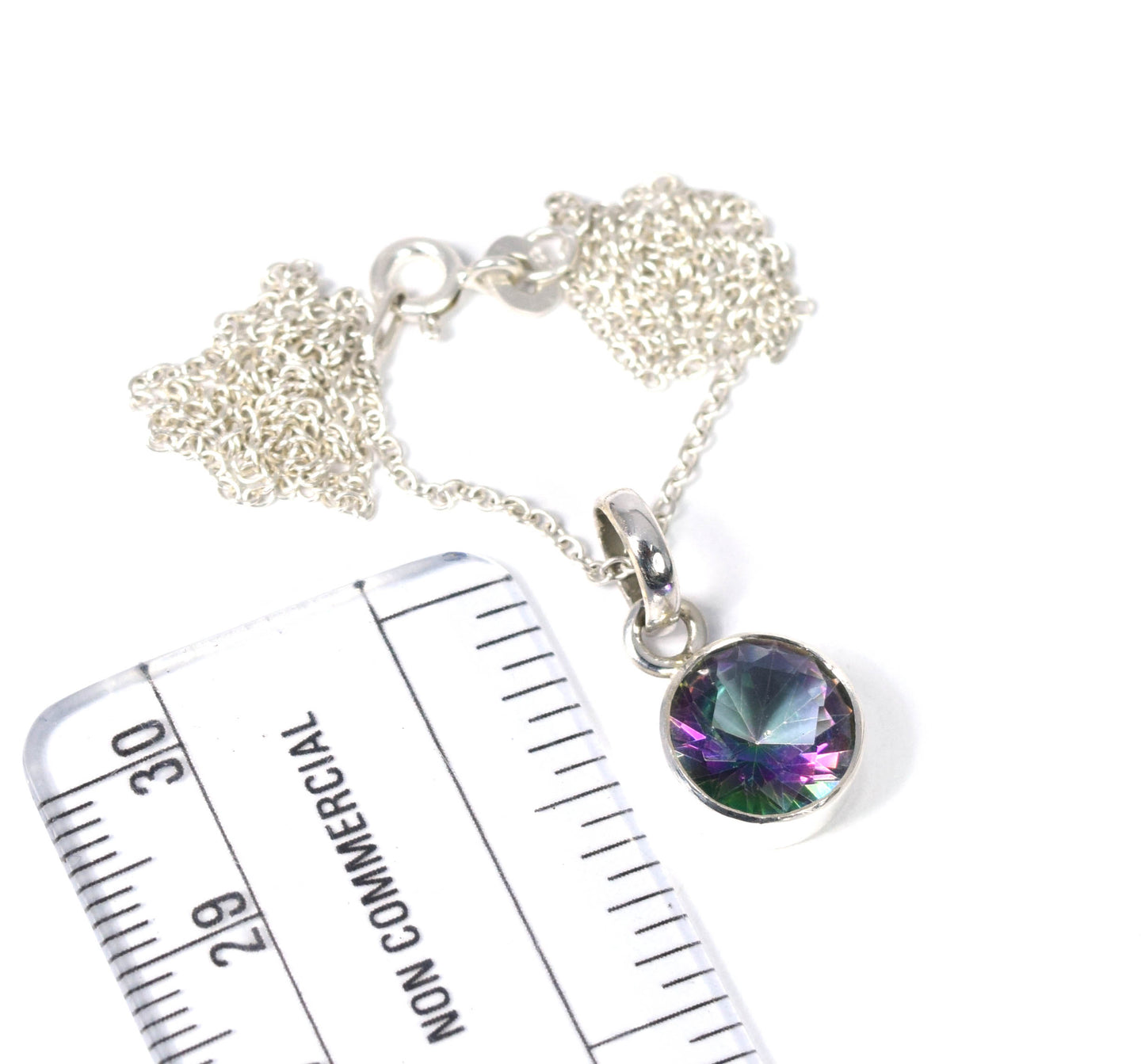 925 Solid Sterling Silver Faceted Mystic Topaz Pendant - 1.8 Grams