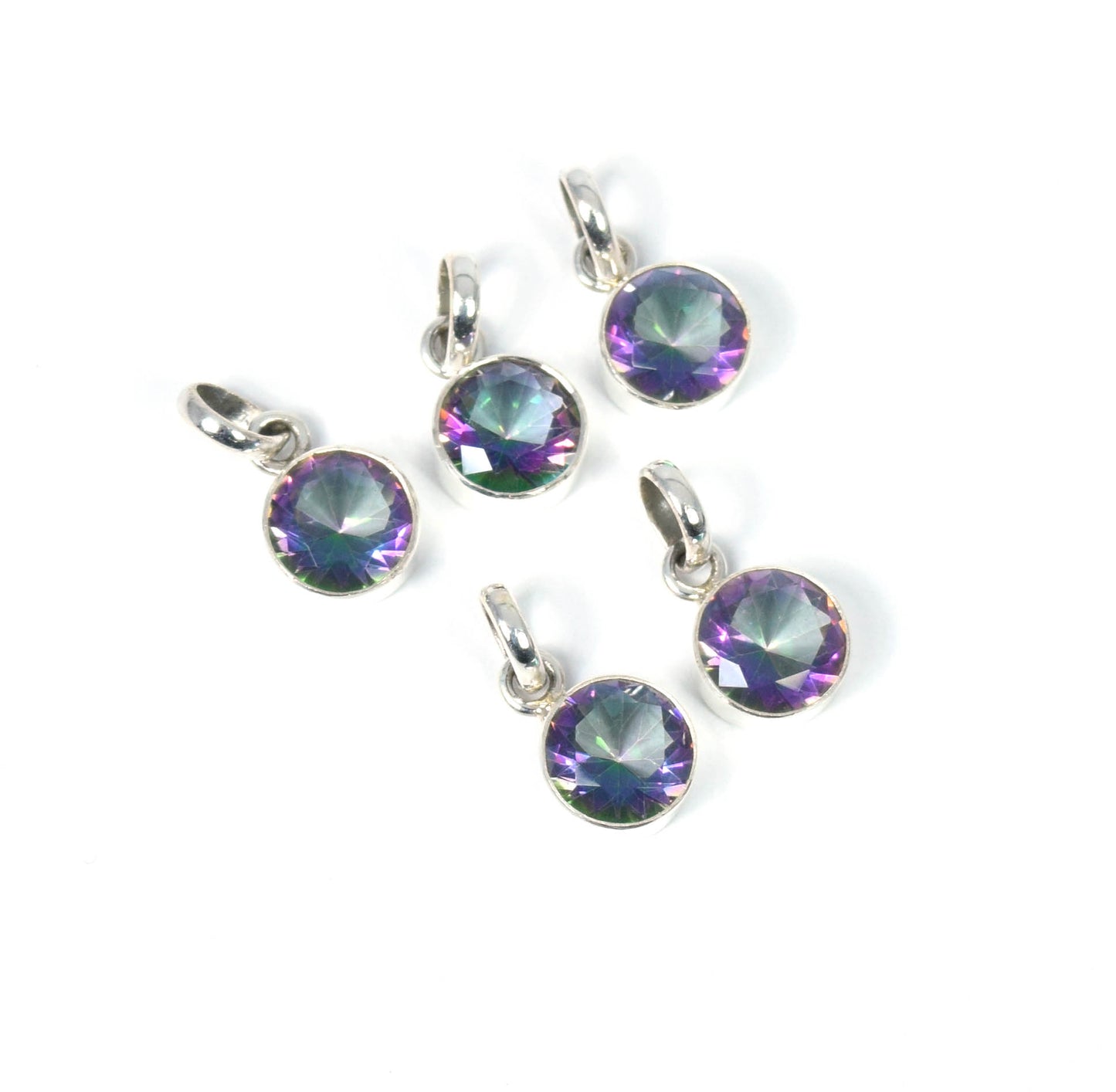 WHOLESALE 5PC 925 SOLID STRELINGS SILVER FACETED MYSTIC TOPAZ PENDANT LOT