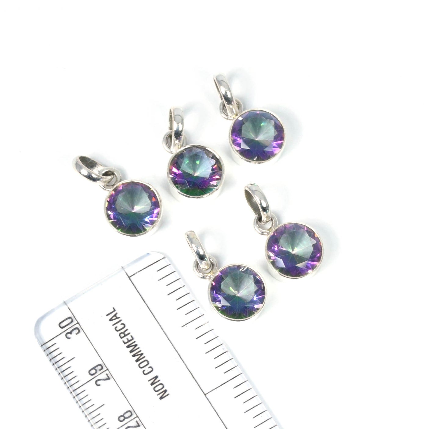 WHOLESALE 5PC 925 SOLID STRELINGS SILVER FACETED MYSTIC TOPAZ PENDANT LOT