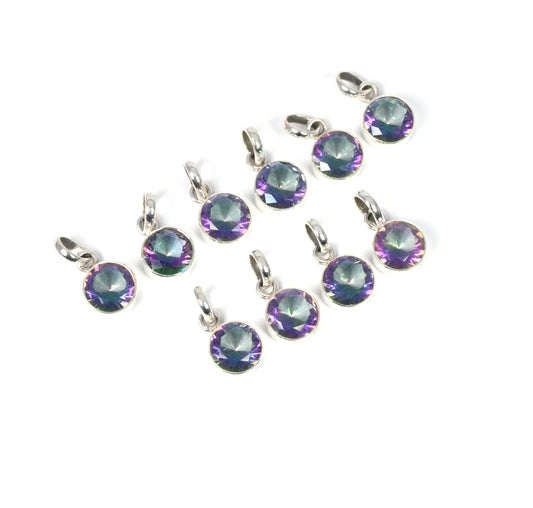 WHOLESALE 10PC 925 SOLID STRELINGS SILVER FACETED MYSTIC TOPAZ PENDANT LOT