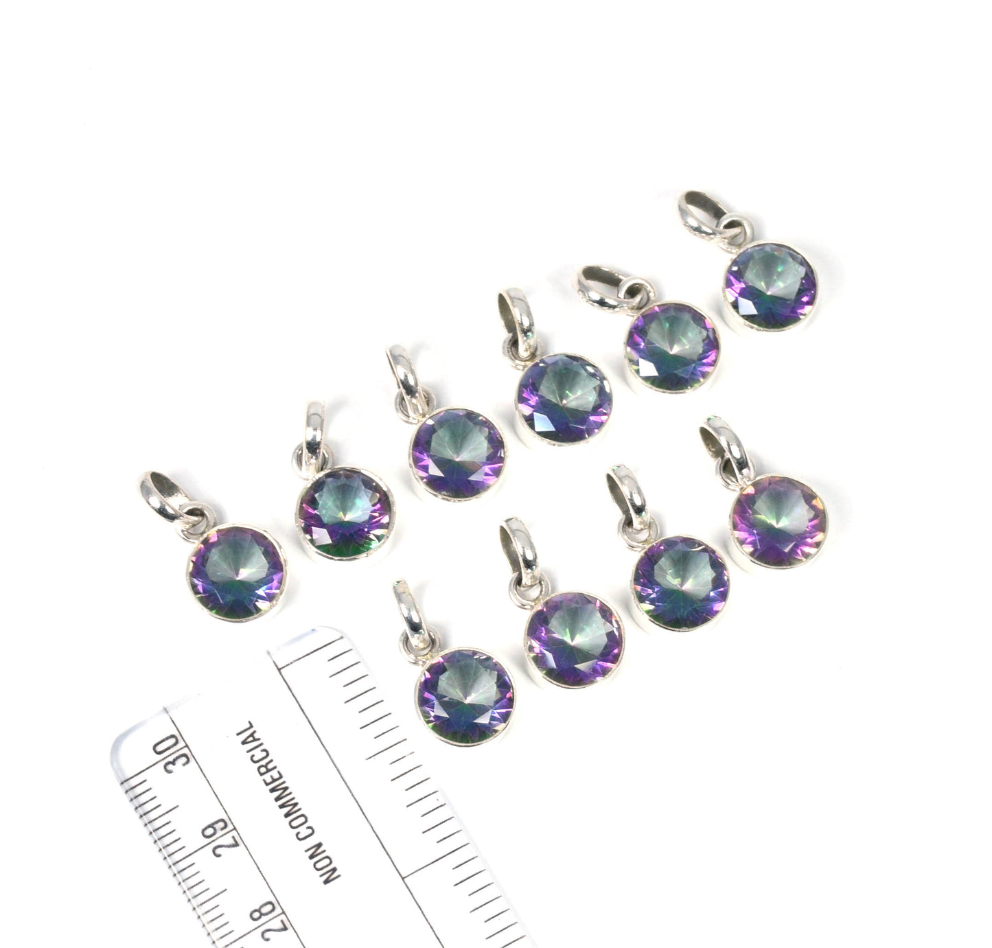 WHOLESALE 10PC 925 SOLID STRELINGS SILVER FACETED MYSTIC TOPAZ PENDANT LOT