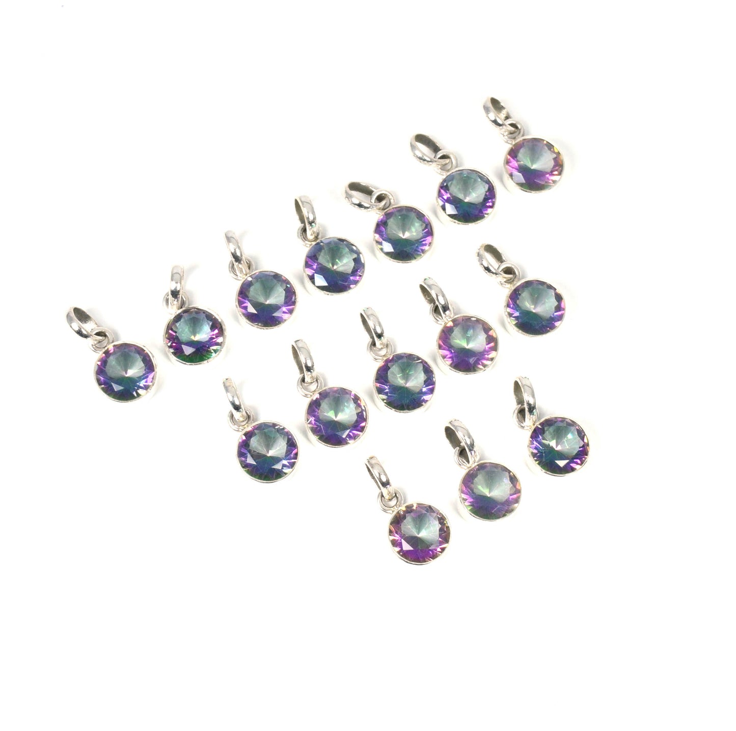 WHOLESALE 15PC 925 SOLID STRELINGS SILVER FACETED MYSTIC TOPAZ PENDANT LOT