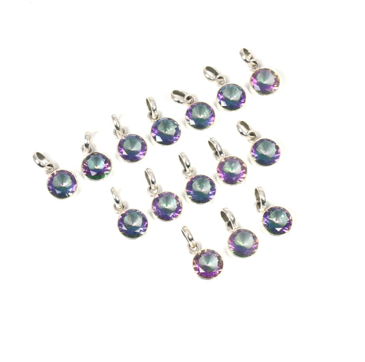 WHOLESALE 15PC 925 SOLID STRELINGS SILVER FACETED MYSTIC TOPAZ PENDANT LOT