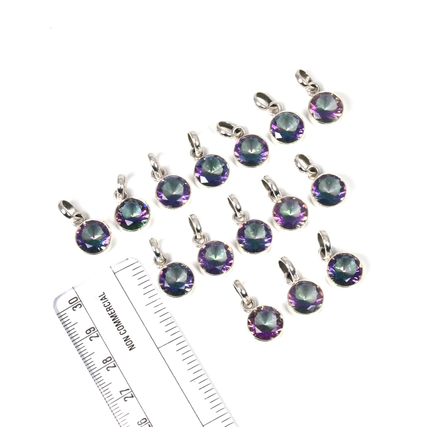 WHOLESALE 15PC 925 SOLID STRELINGS SILVER FACETED MYSTIC TOPAZ PENDANT LOT
