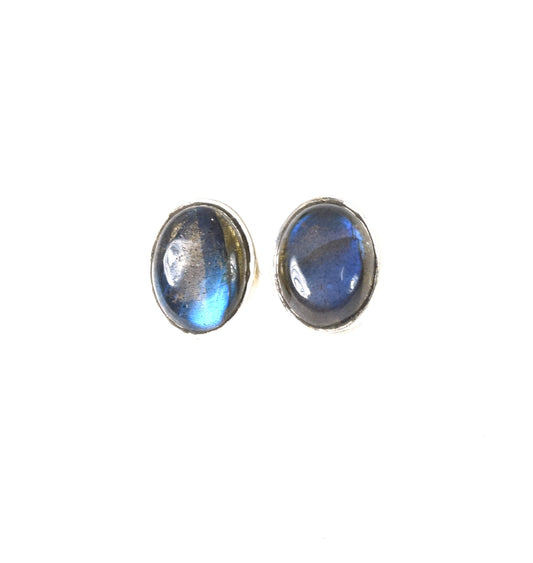 925 SOLID STERLING SILVER LABRADORITE STUD EARRING