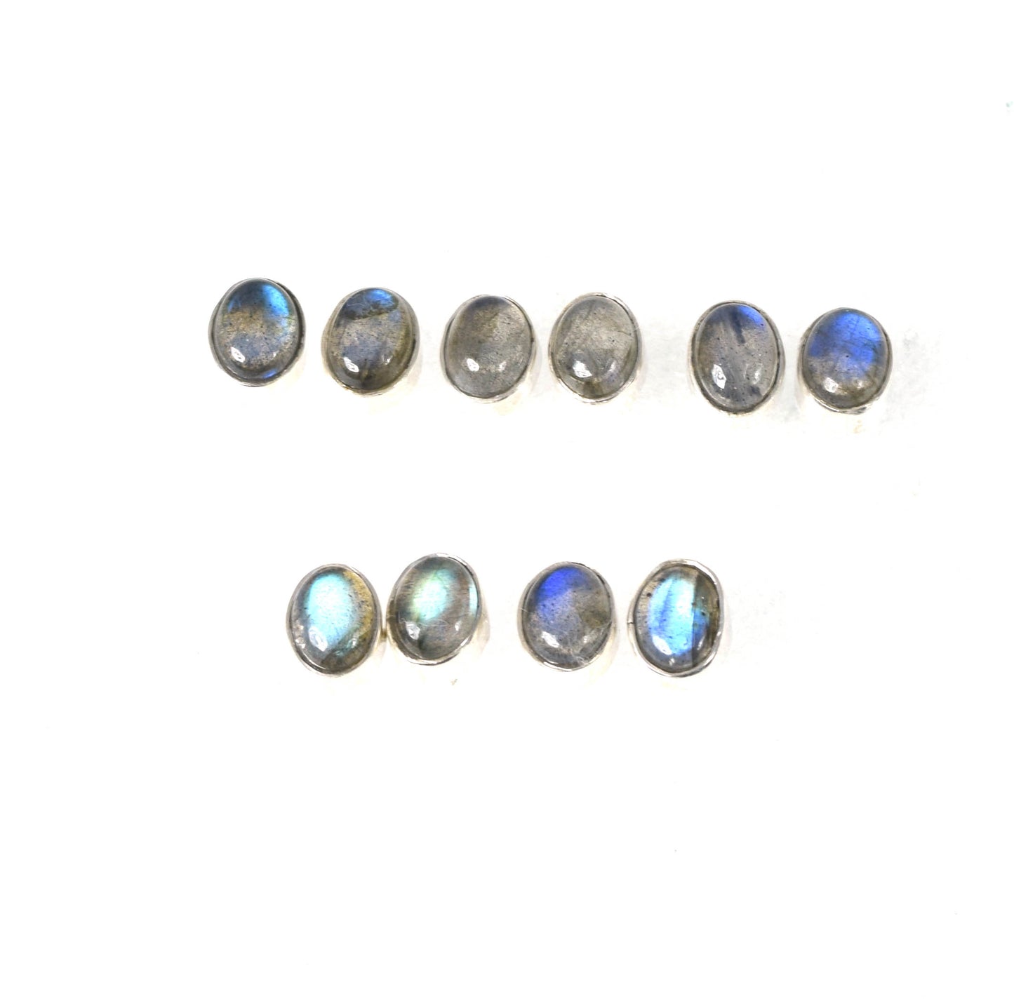 WHOLESALE 5PR 925 STERLING SILVER LABRADORITE STUD EARRING LOT