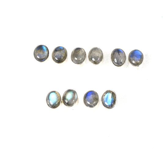 WHOLESALE 5PR 925 STERLING SILVER LABRADORITE STUD EARRING LOT
