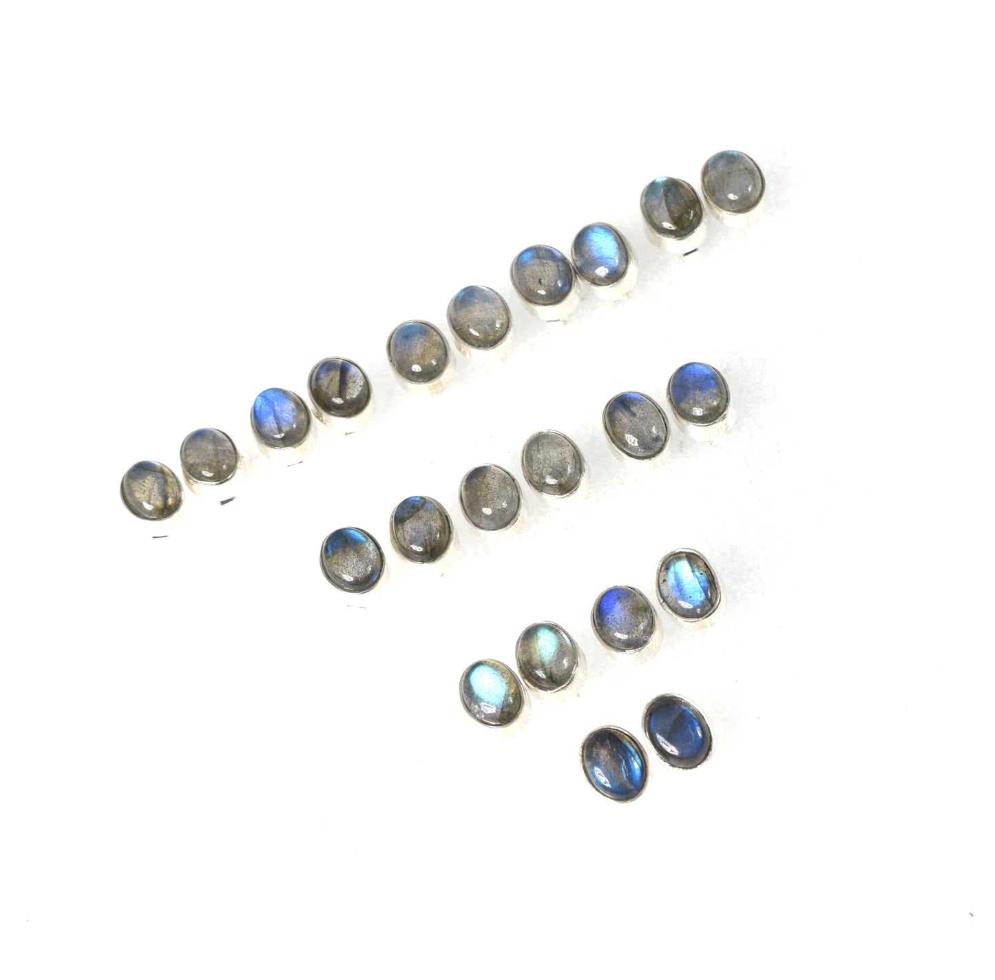 WHOLESALE 11PR 925 STERLING SILVER LABRADORITE STUD EARRING LOT