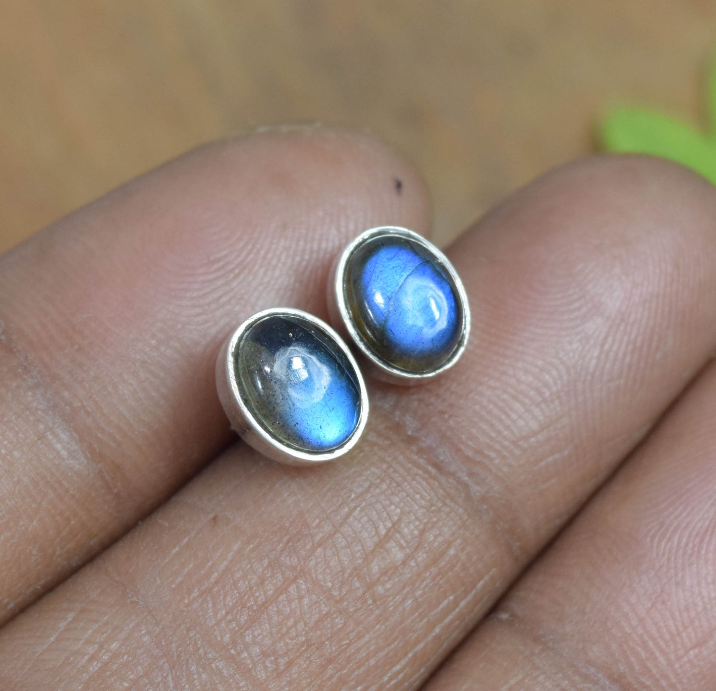 WHOLESALE 11PR 925 STERLING SILVER LABRADORITE STUD EARRING LOT