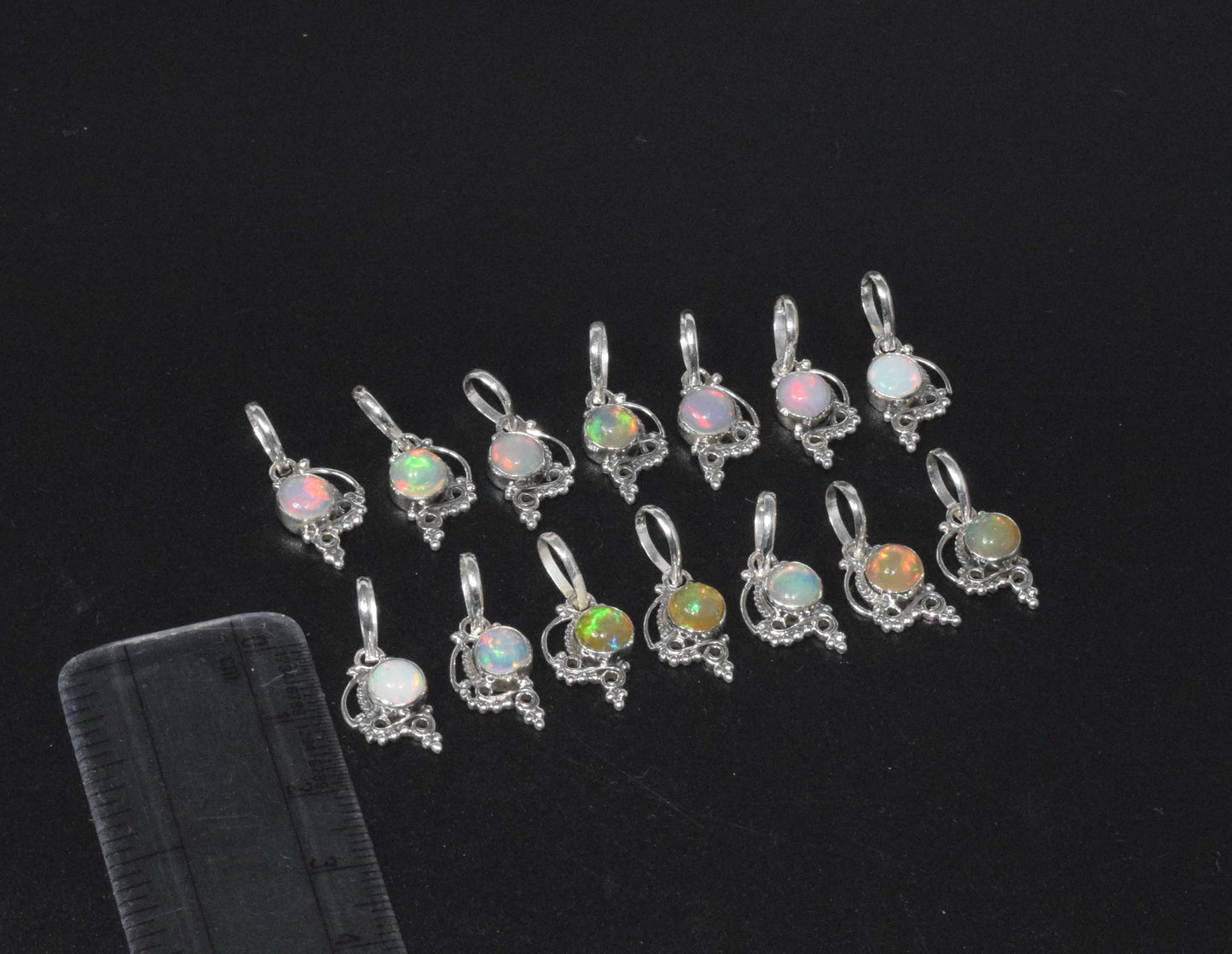 Wholesale 925 14PC Solid Sterling Silver Natural Ethiopian Opal Pendant Lot