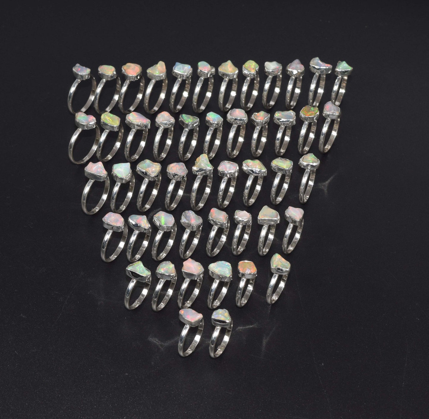 Wholesale 925 48PC Solid Sterling Silver Natural Ethiopian Opal Ring Lot