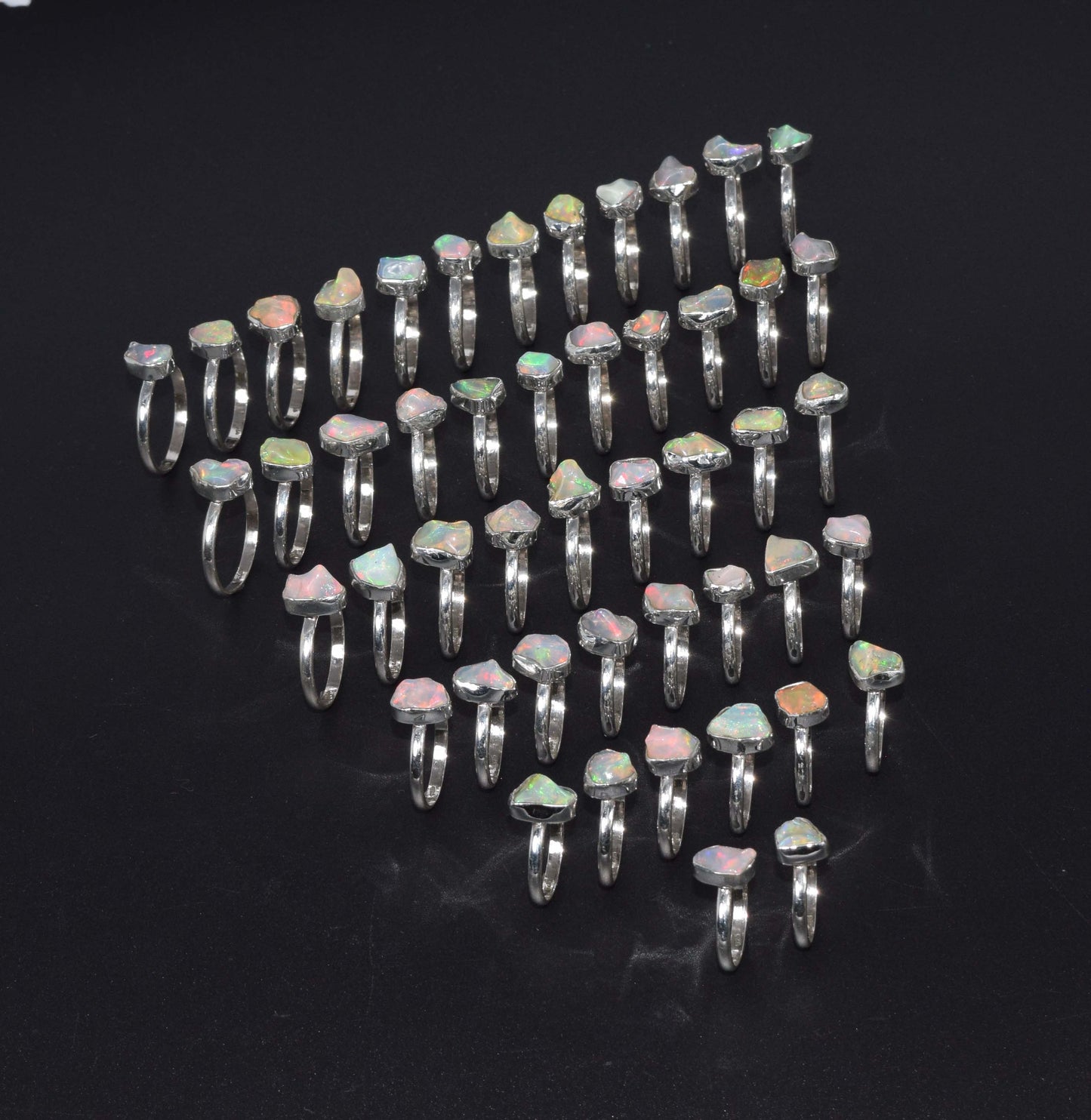 Wholesale 925 48PC Solid Sterling Silver Natural Ethiopian Opal Ring Lot