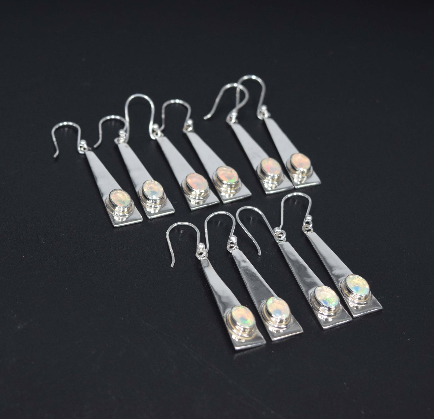 Wholesale 925 5PR Solid Sterling Silver Ethiopian Opal Hook Earring Lot