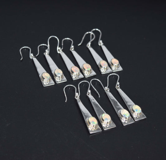 Wholesale 925 5PR Solid Sterling Silver Ethiopian Opal Hook Earring Lot
