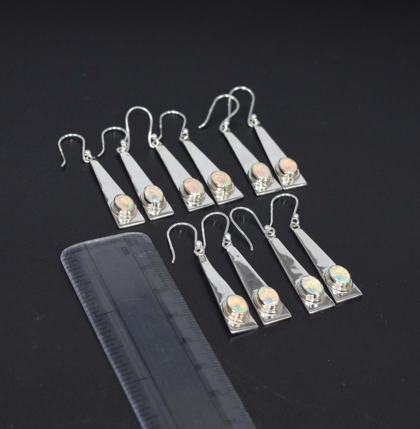 Wholesale 925 5PR Solid Sterling Silver Ethiopian Opal Hook Earring Lot
