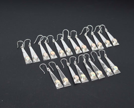 Wholesale 925 10PR Solid Sterling Silver Ethiopian Opal Hook Earring Lot