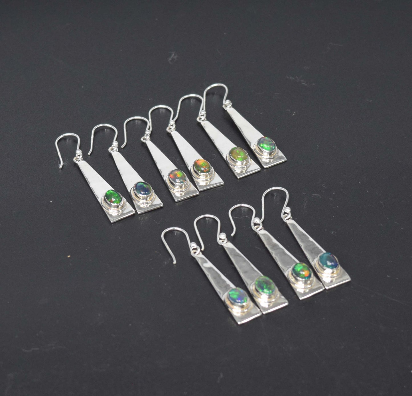 Wholesale 925 5PR Sterling Silver Black Ethiopian Opal Hook Earring Lot