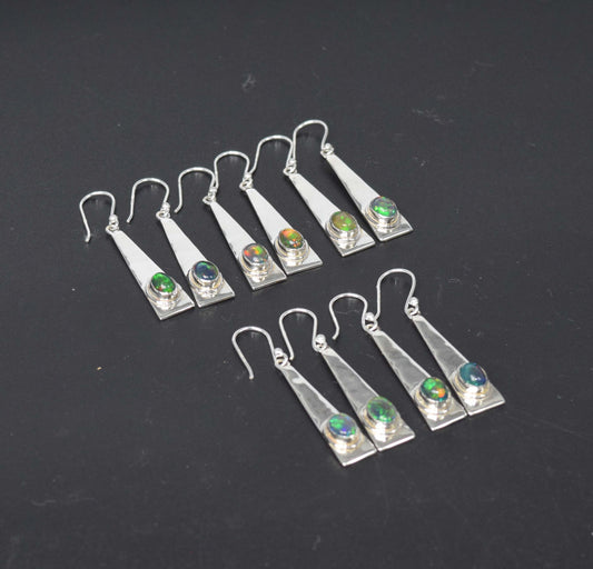 Wholesale 925 5PR Sterling Silver Black Ethiopian Opal Hook Earring Lot