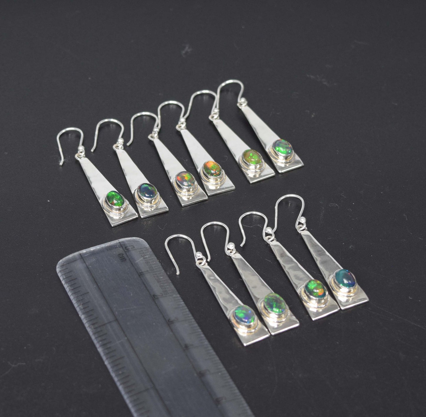 Wholesale 925 5PR Sterling Silver Black Ethiopian Opal Hook Earring Lot