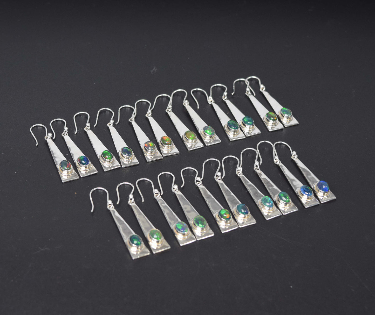 Wholesale 925 11PR Sterling Silver Black Ethiopian Opal Hook Earring Lot