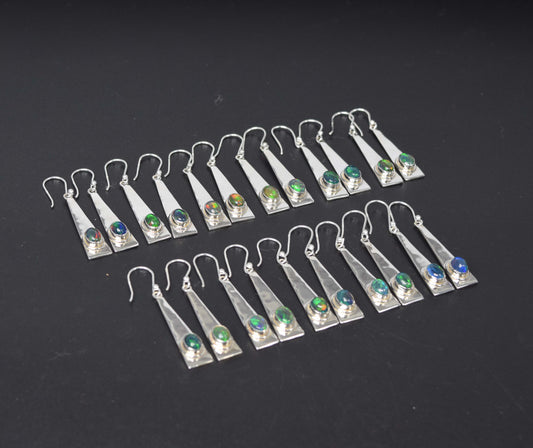 Wholesale 925 11PR Sterling Silver Black Ethiopian Opal Hook Earring Lot
