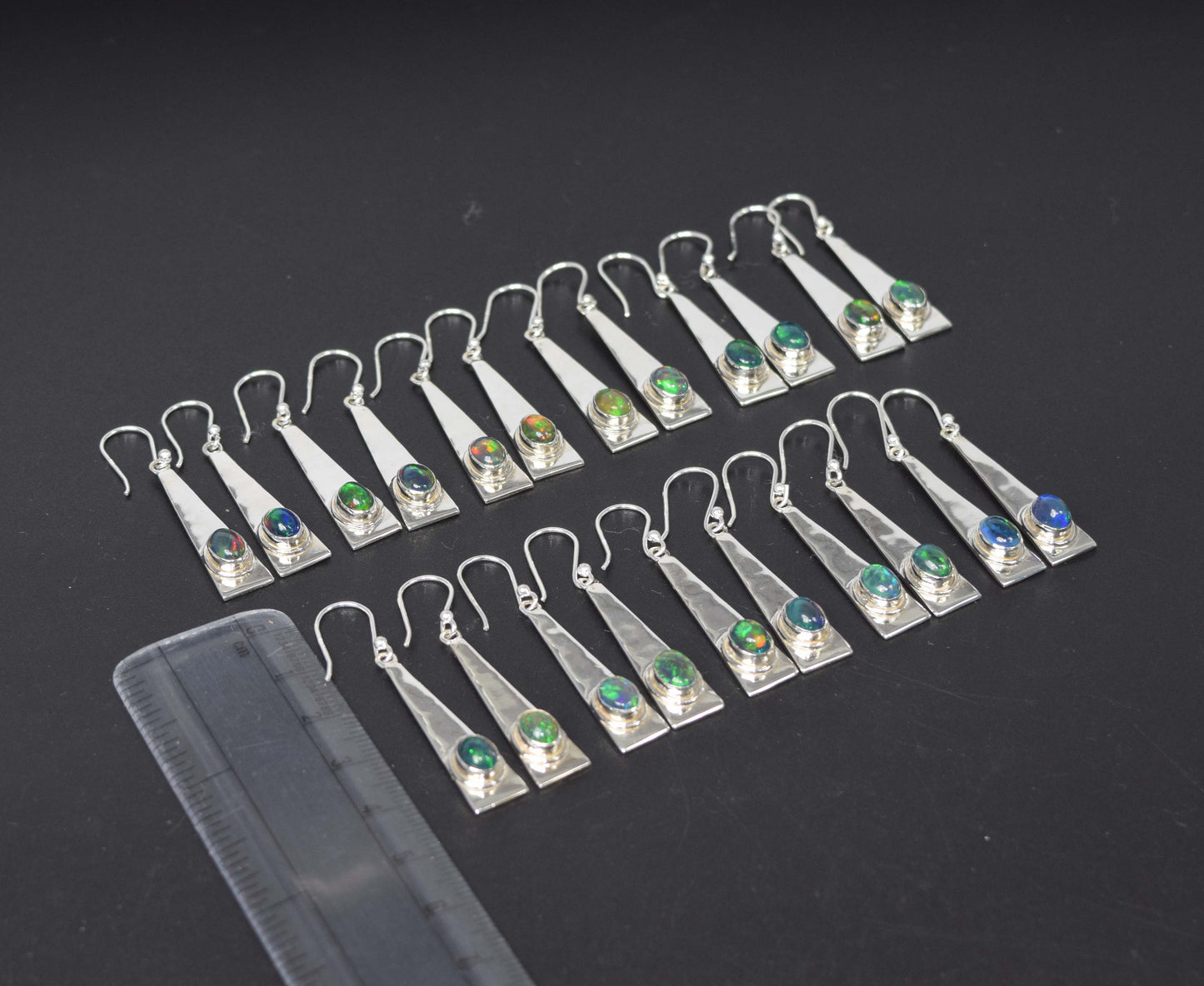 Wholesale 925 11PR Sterling Silver Black Ethiopian Opal Hook Earring Lot