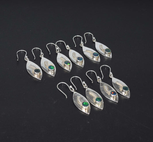 Wholesale 925 5PR Sterling Silver Black Ethiopian Opal Hook Earring Lot