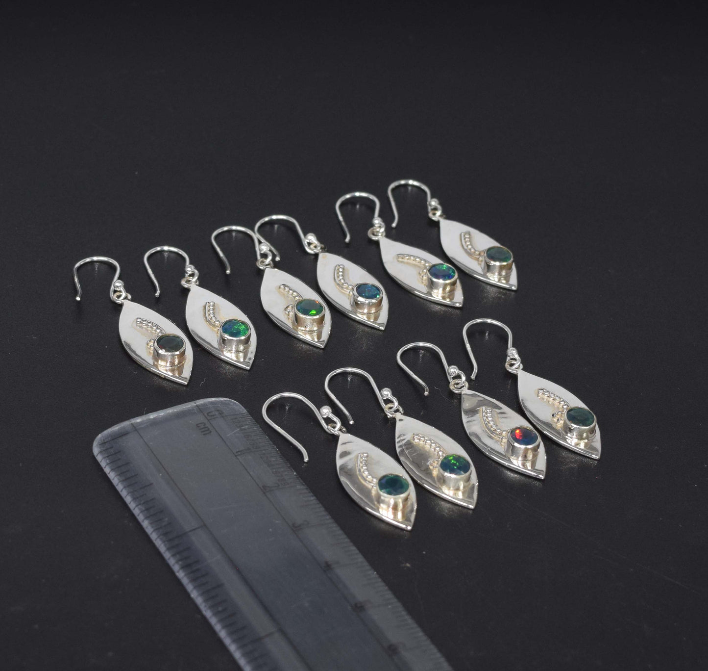 Wholesale 925 5PR Sterling Silver Black Ethiopian Opal Hook Earring Lot