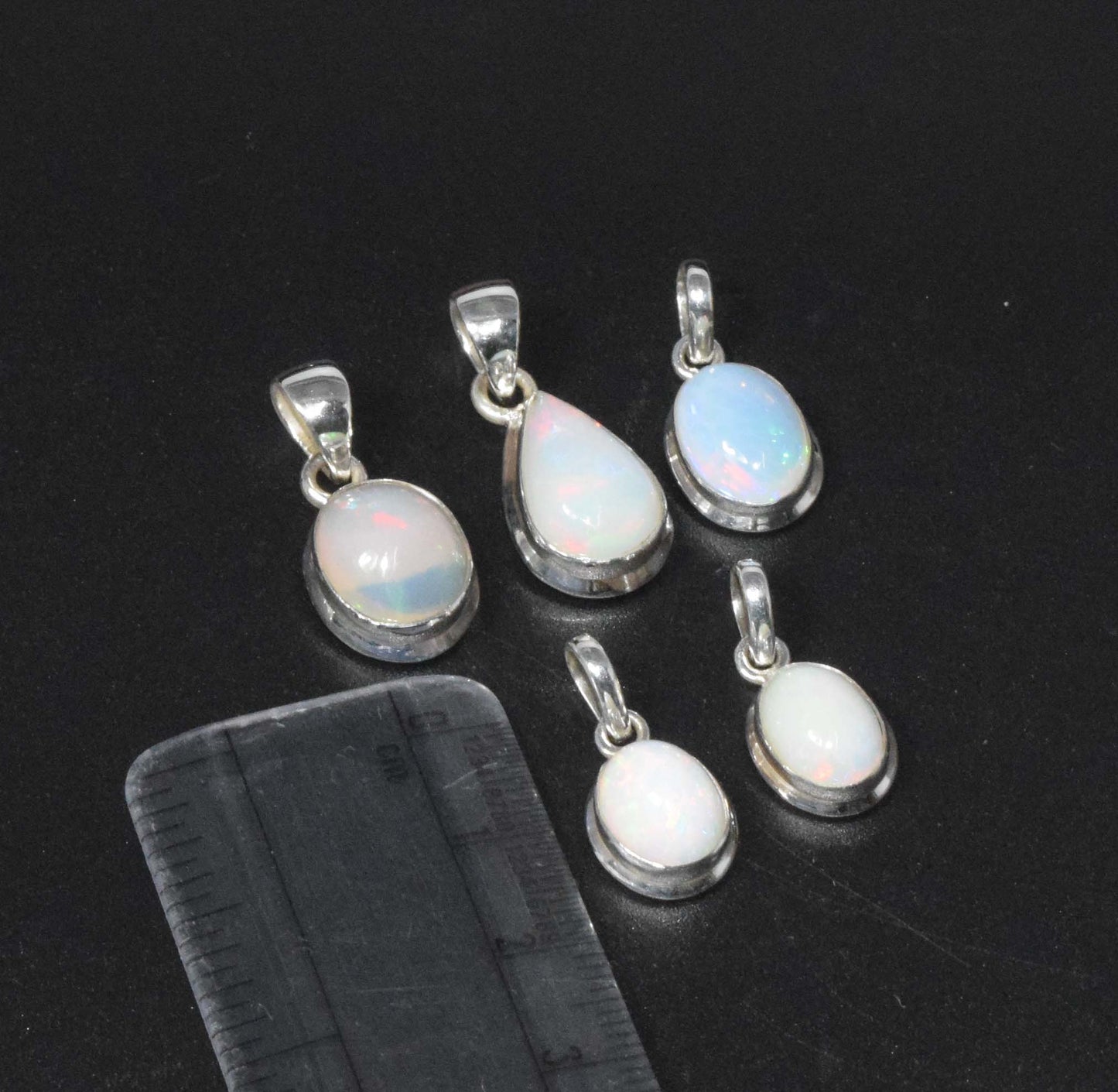Wholesale 925 5PC Solid Sterling Silver Natural Ethiopian Opal Pendant Lot