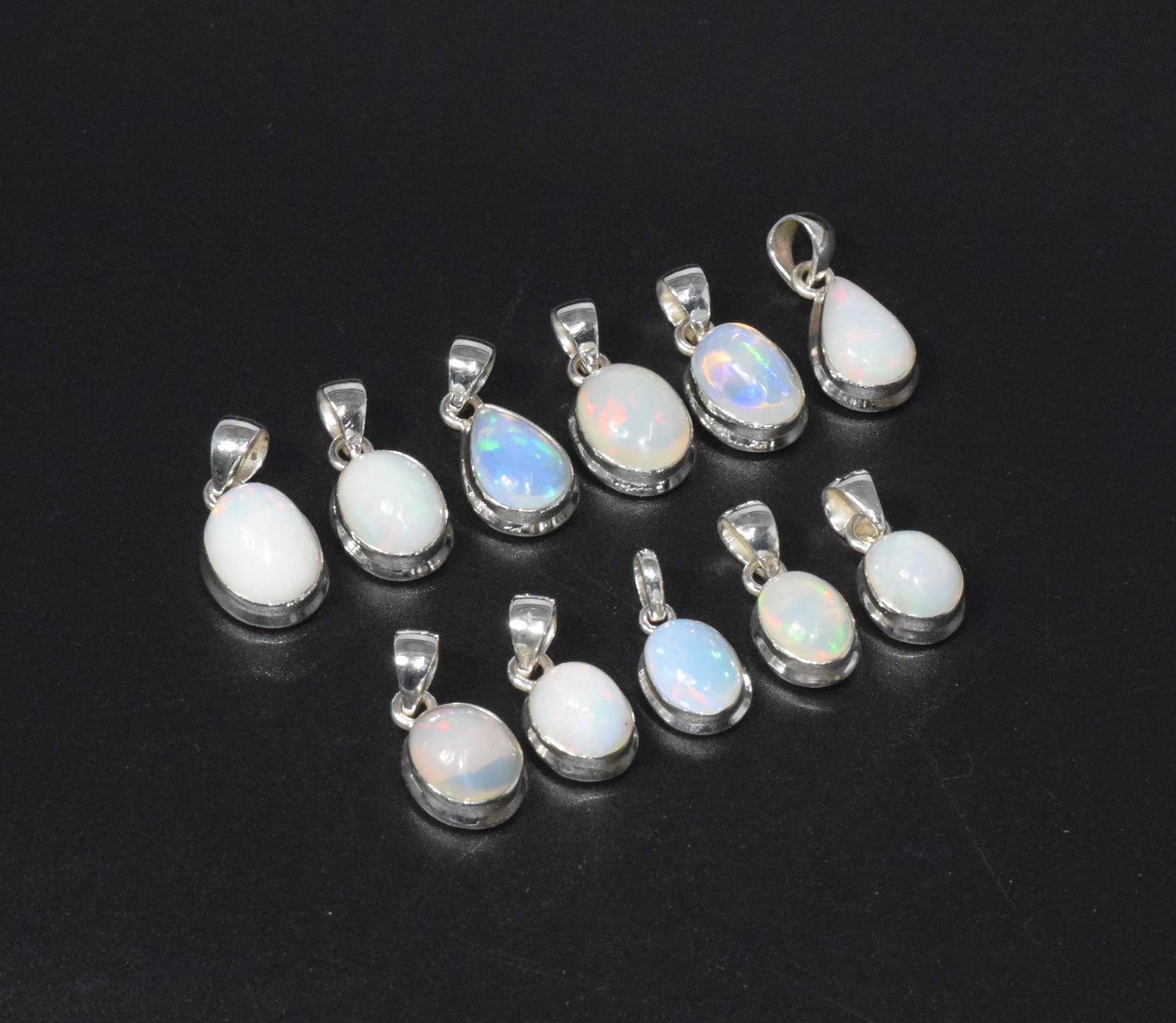 Wholesale 925 11PC Solid Sterling Silver Natural Ethiopian Opal Pendant Lot