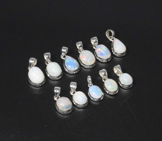 Wholesale 925 11PC Solid Sterling Silver Natural Ethiopian Opal Pendant Lot