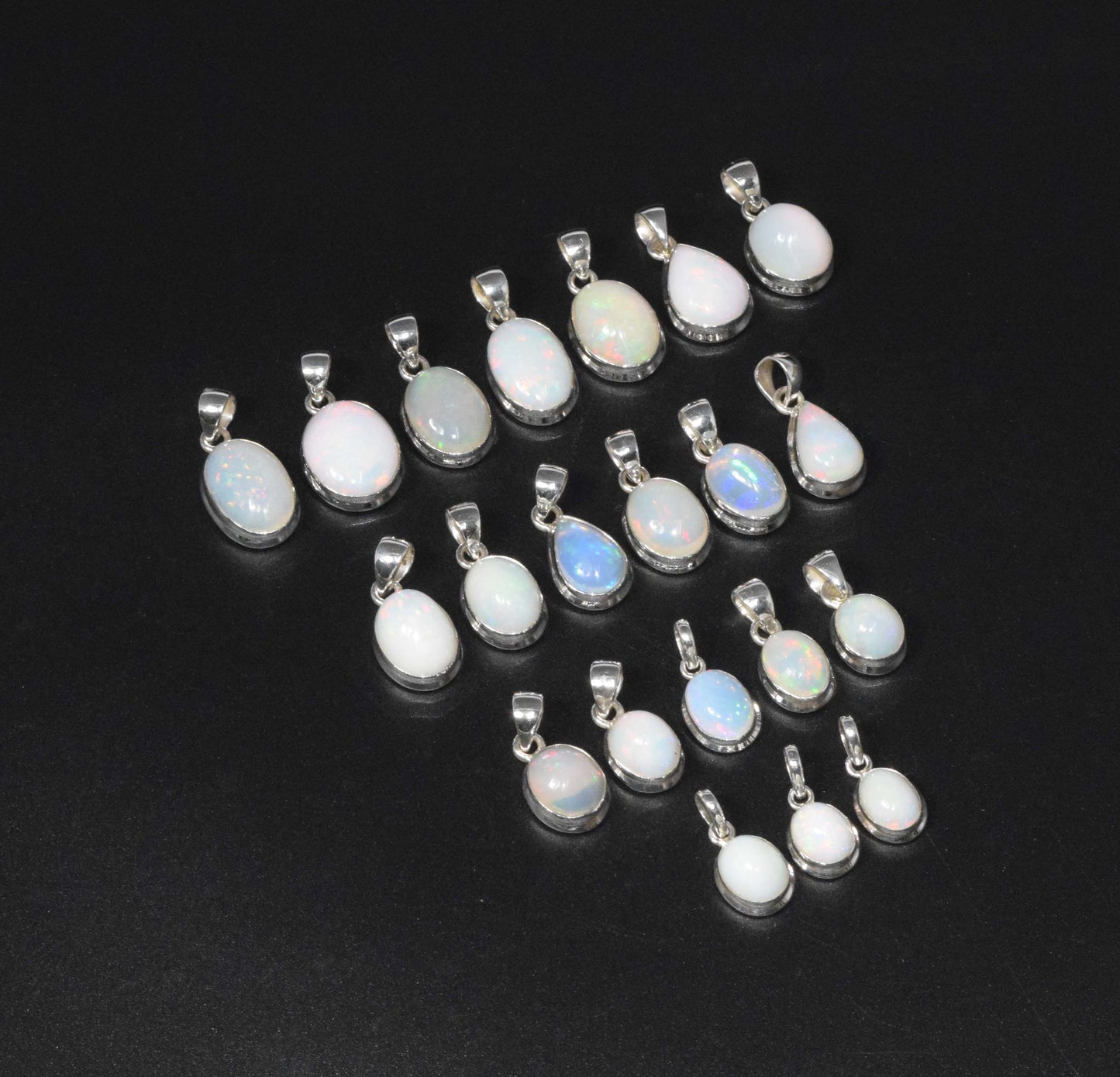 Wholesale 925 21PC Solid Sterling Silver Natural Ethiopian Opal Pendant Lot