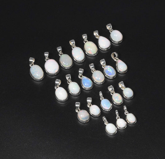 Wholesale 925 21PC Solid Sterling Silver Natural Ethiopian Opal Pendant Lot