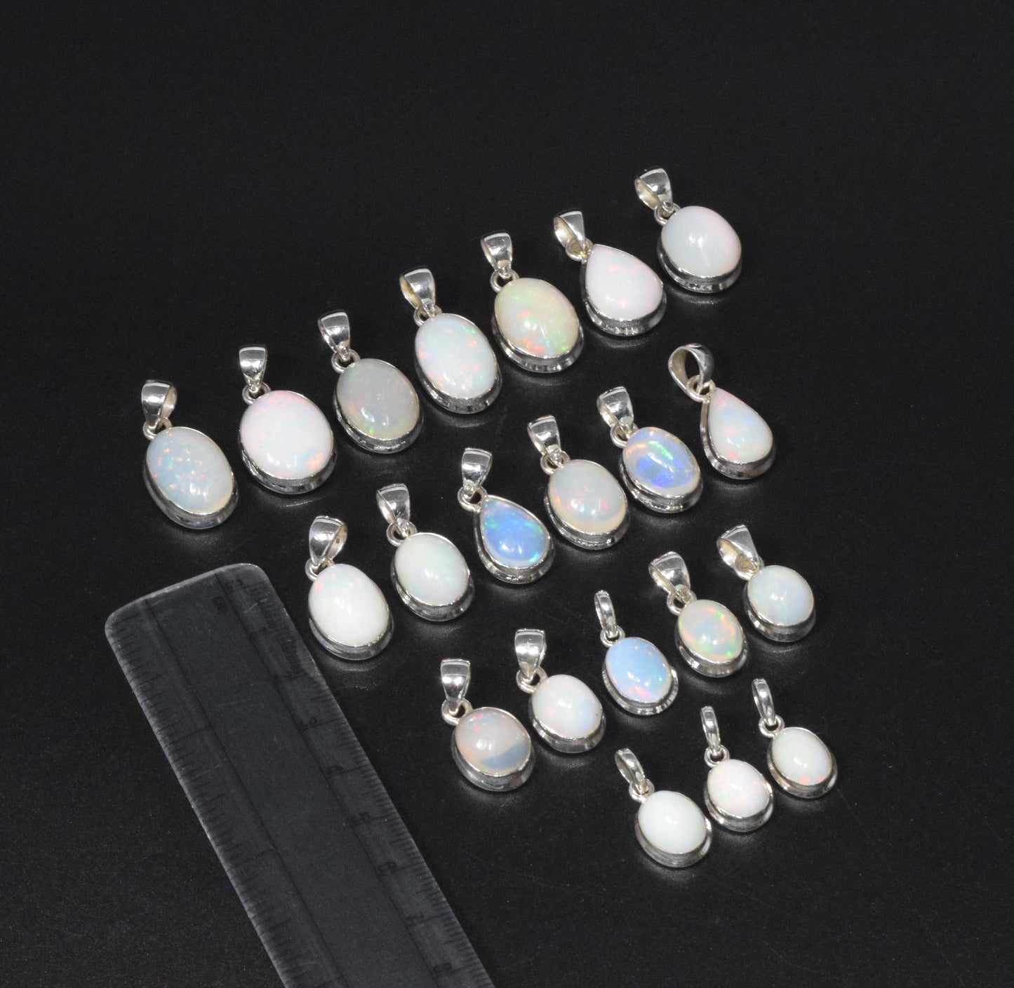 Wholesale 925 21PC Solid Sterling Silver Natural Ethiopian Opal Pendant Lot