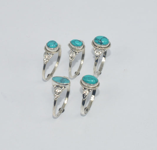 WHOLESALE 5PC 925 SOLID STERLING SILVER TURQUOISE RING LOT GTC294