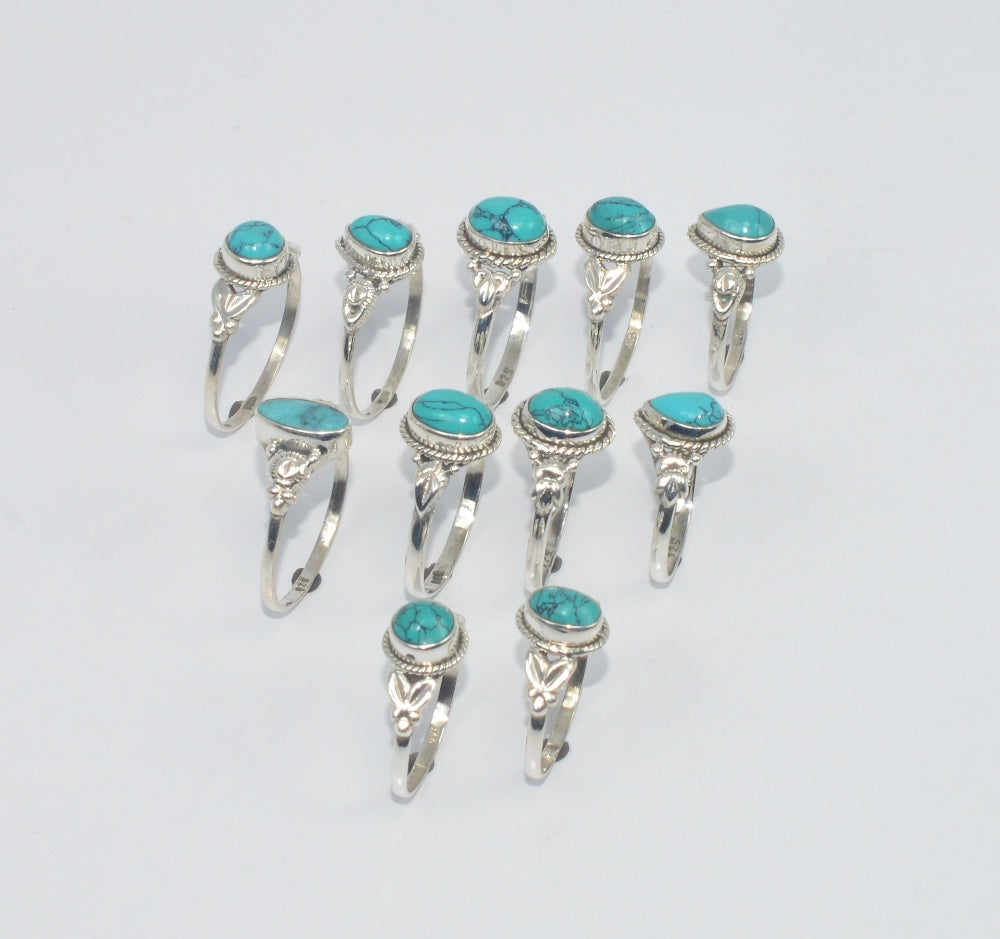 WHOLESALE 11PC 925 SOLID STERLING SILVER TURQUOISE RING LOT GTC295