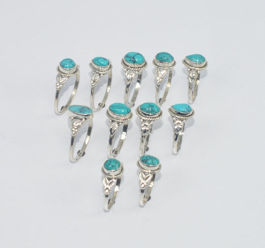 WHOLESALE 11PC 925 SOLID STERLING SILVER TURQUOISE RING LOT GTC295
