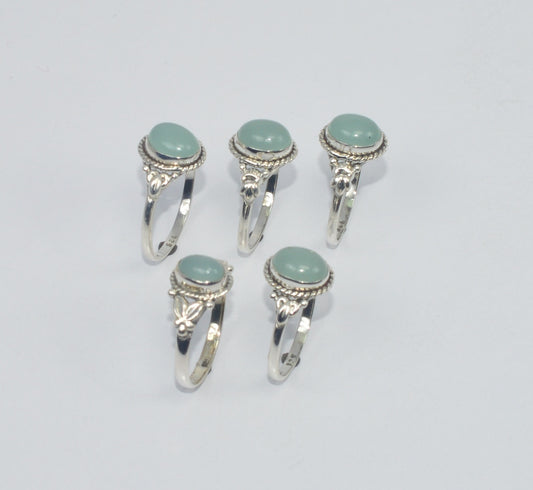 WHOLESALE 5PC 925 SOLID STERLING SILVER AQUA CHALCEDONY RING LOT GTC296