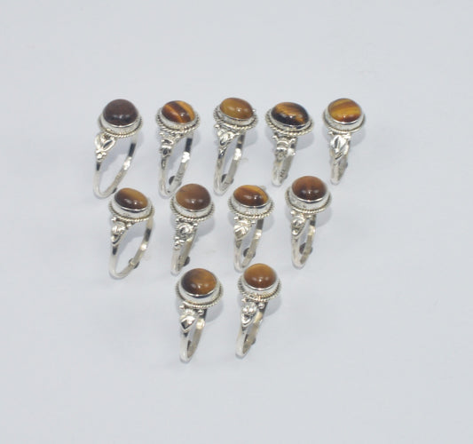 WHOLESALE 11PC 925 SOLID STERLING SILVER TIGER EYE RING LOT GTC298