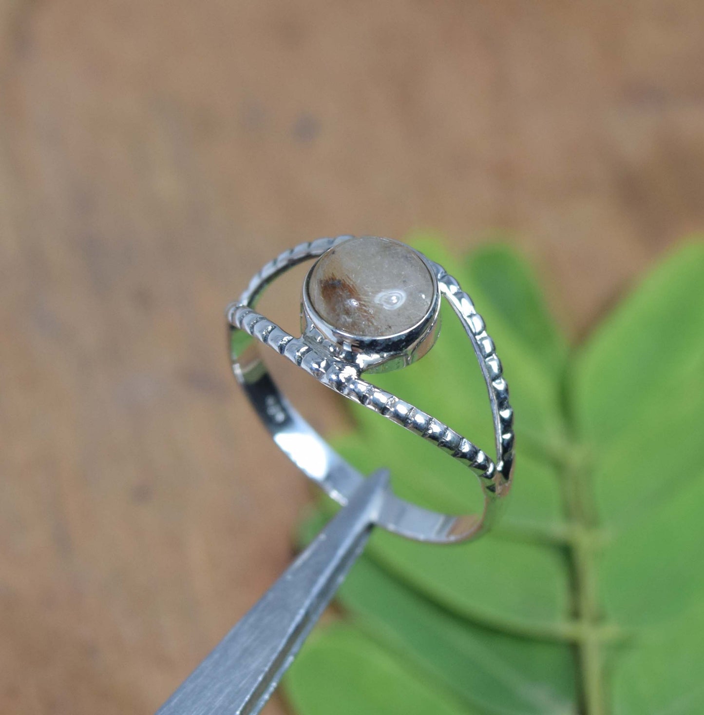 Wholesale 5Pc 925 Solid Sterling Silver Golden Rutile Ring Lot