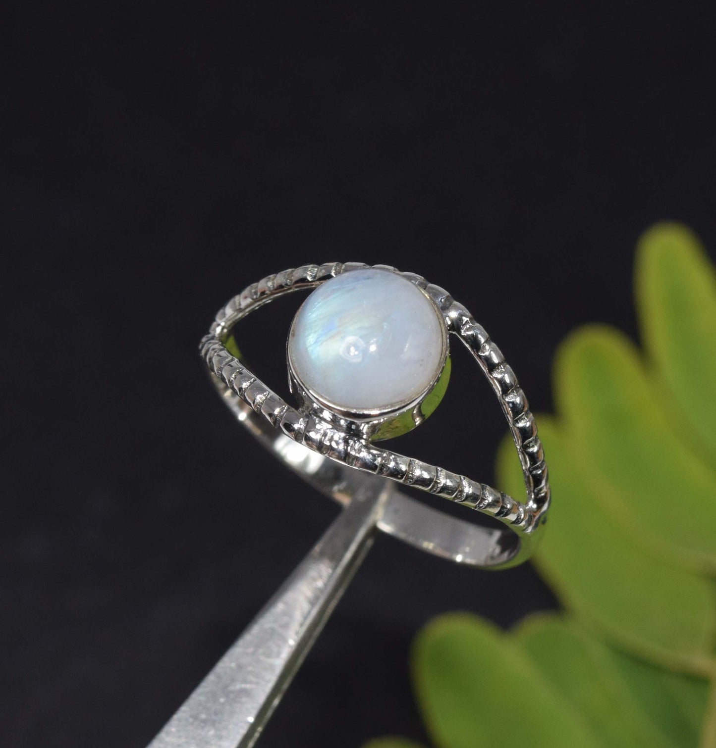 Wholesale 5Pc 925 Solid Sterling Silver White Rainbow Moonstone Ring Lot