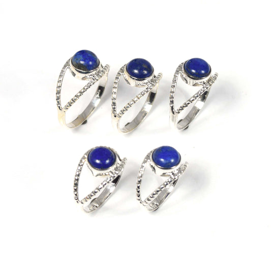Wholesale 5Pc 925 Solid Sterling Silver Blue Lapis Lazuli Ring Lot