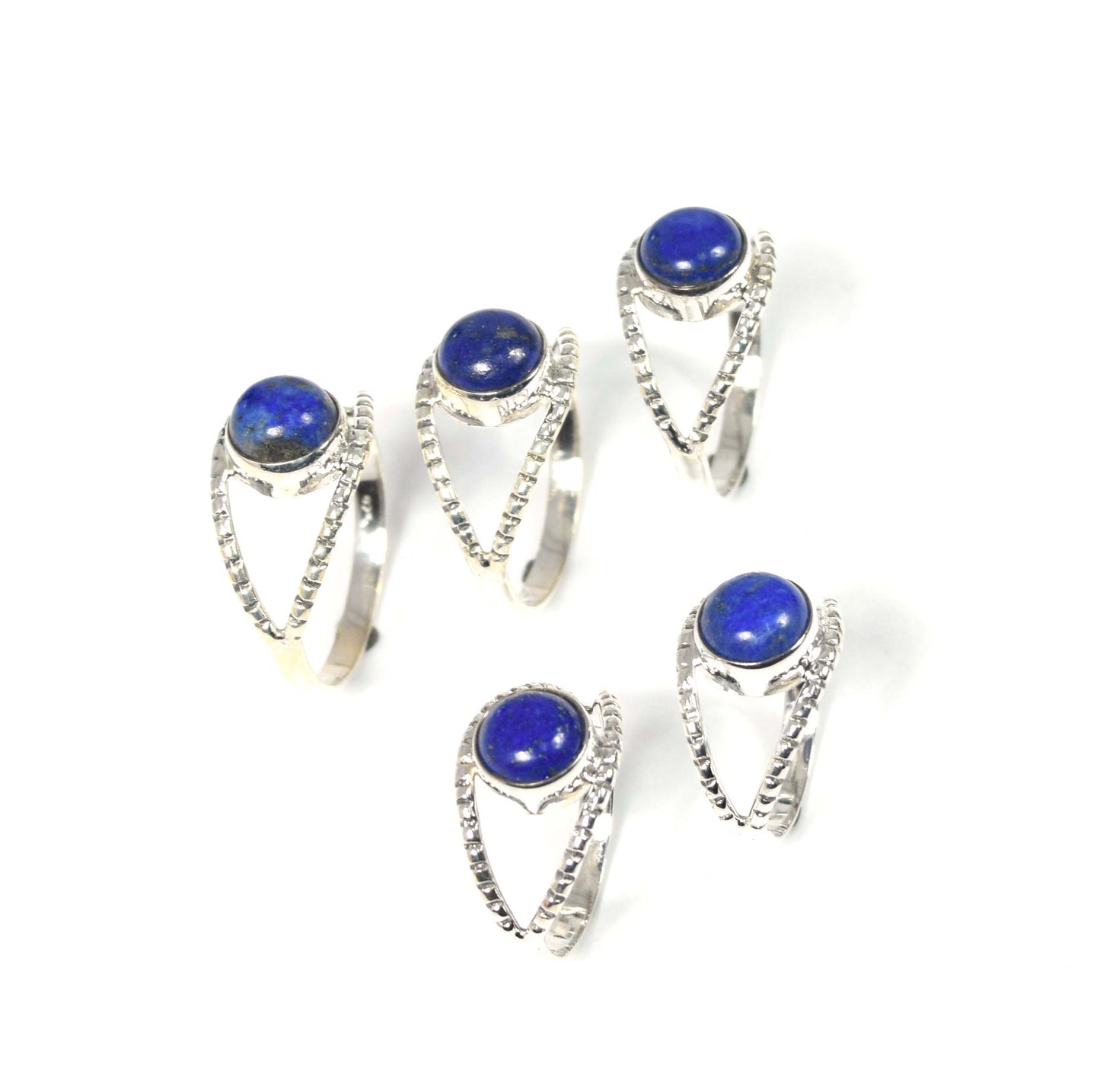 Wholesale 5Pc 925 Solid Sterling Silver Blue Lapis Lazuli Ring Lot