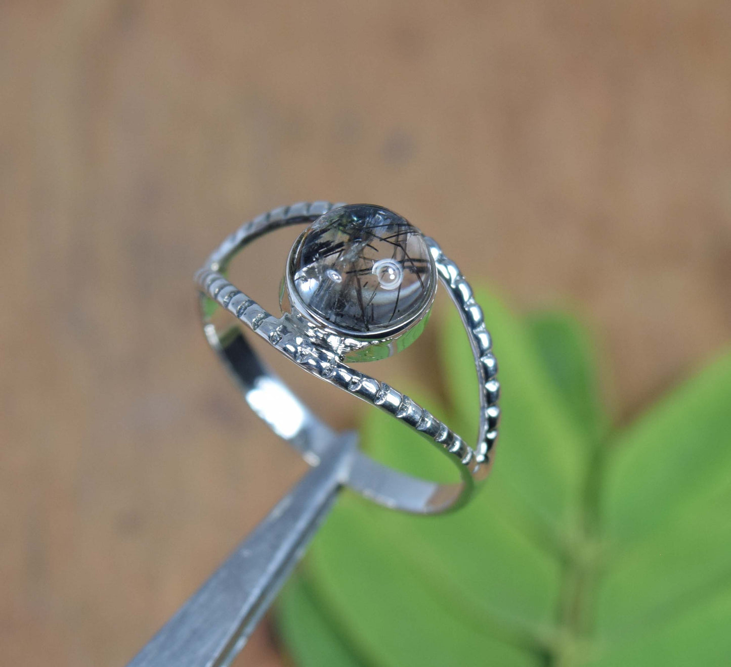 Wholesale 5Pc 925 Solid Sterling Silver Black Rutile Ring Lot