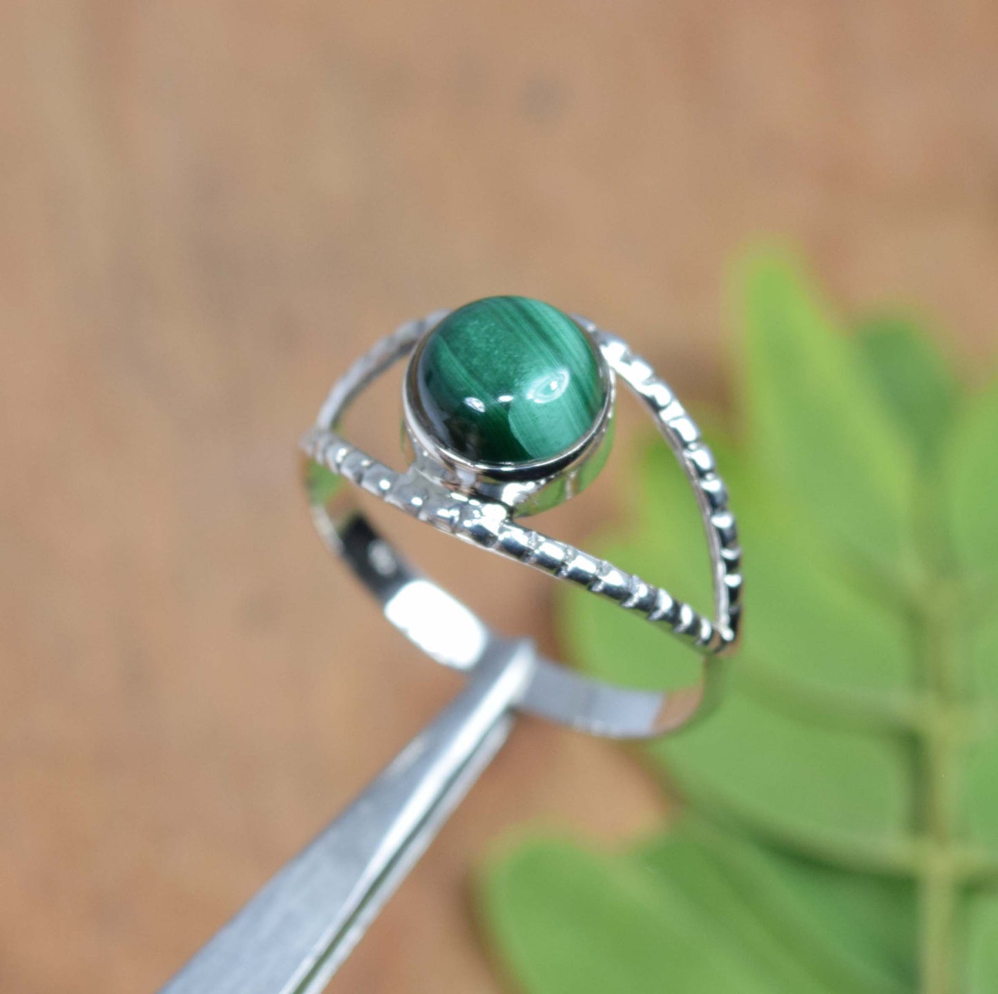 Wholesale 5Pc 925 Solid Sterling Silver Green Malachite Ring Lot