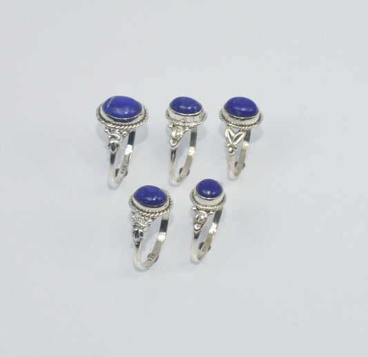 WHOLESALE 5PC 925 SOLID STERLING SILVER BLUE LAPIS LAZULI RING LOT GTC299