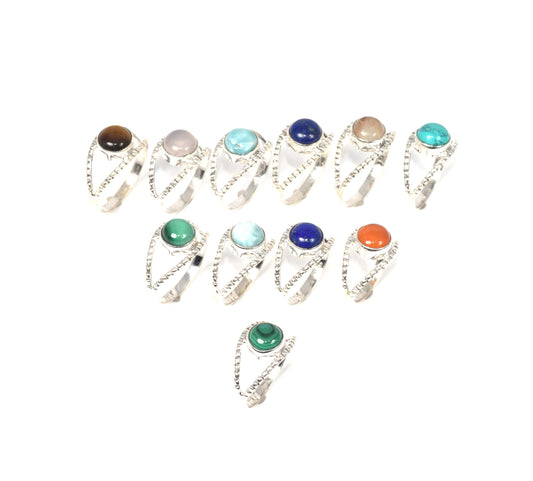 Wholesale 11Pc 925 Solid Sterling Silver Green Malachite Mix Stone Ring Lot