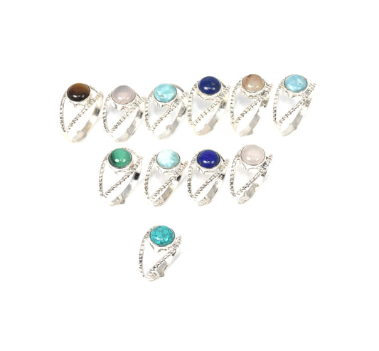 Wholesale 11Pc 925 Solid Sterling Silver Blue Larimar Mix Stone Ring Lot