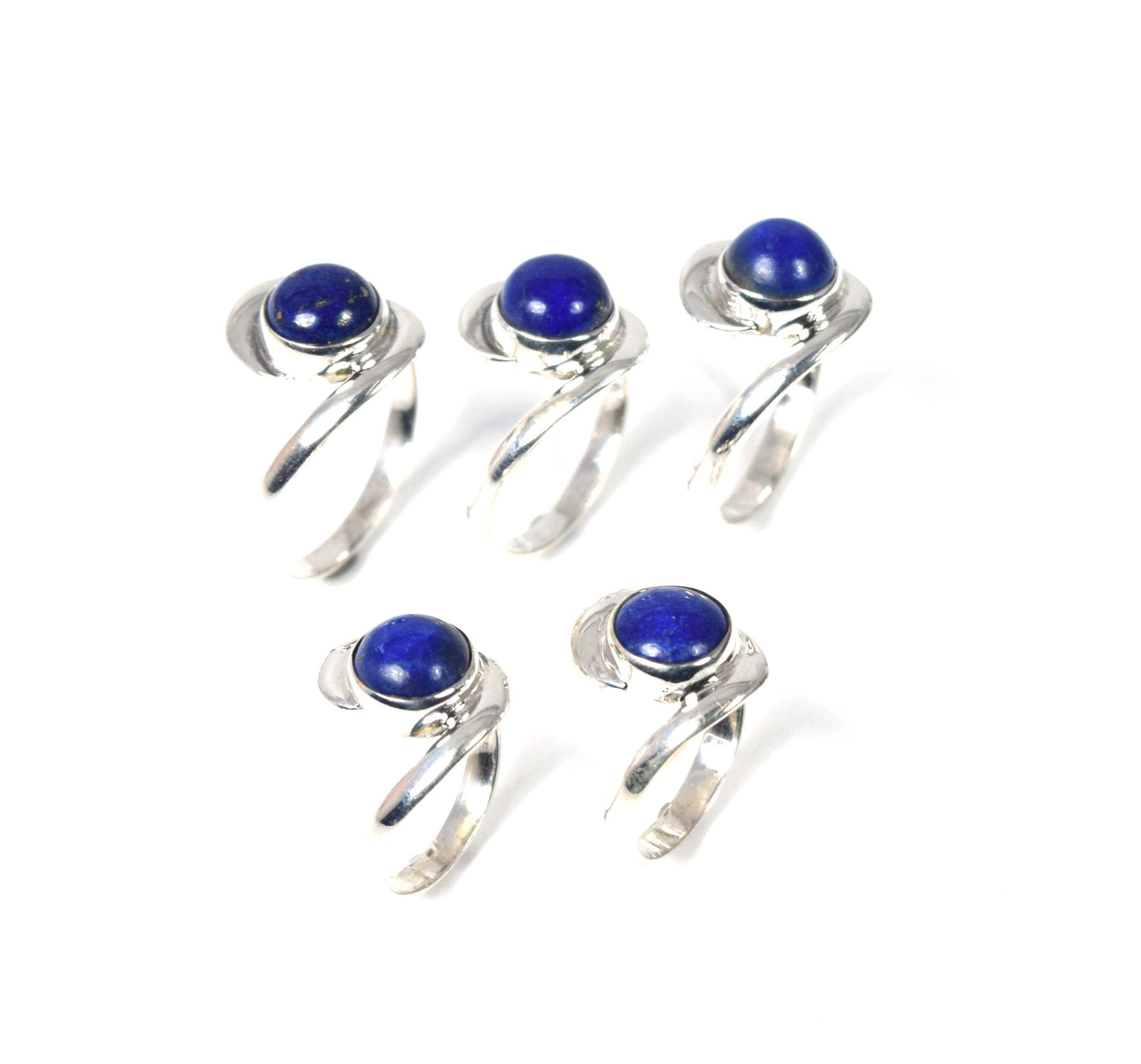 Wholesale 5Pc 925 Solid Sterling Silver Blue Lapis Lazuli Ring Lot