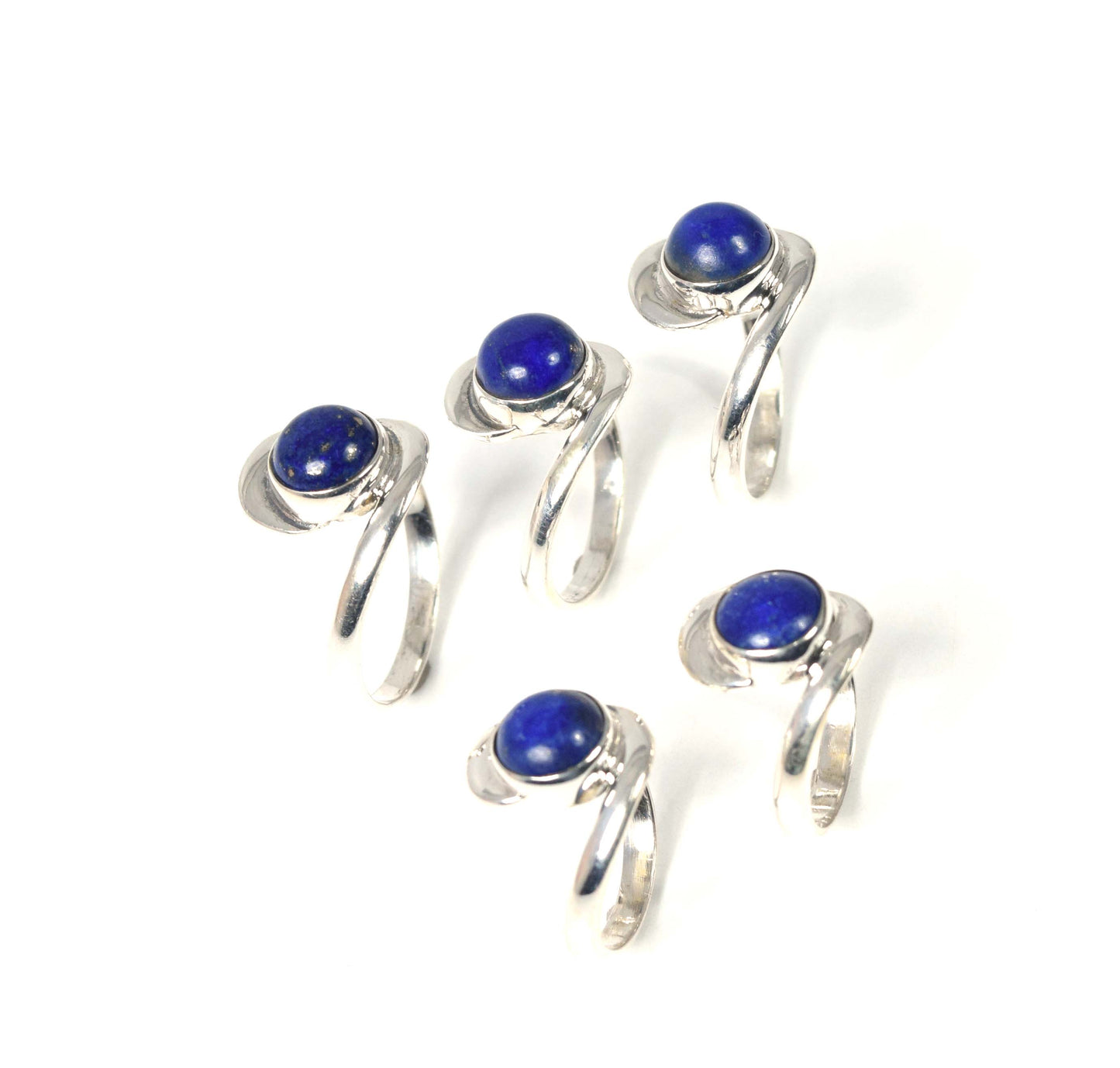 Wholesale 5Pc 925 Solid Sterling Silver Blue Lapis Lazuli Ring Lot